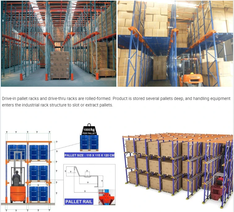 Industrial Double Deep Upright Beam Shelves Vna Selective Heavy Duty CE Approved Warehouse Drive in Storage Rack