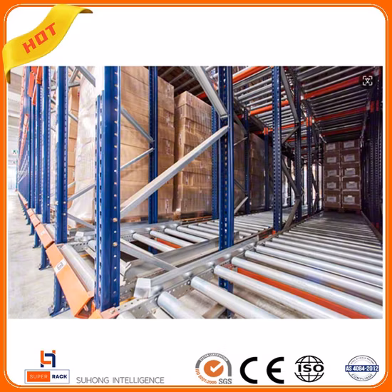 Самовыдвижной складской складской гравитационный стеллаж с откатным механизмом