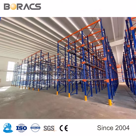 Сверхмощная система стеллажей с выдвижным механизмом и приводом в поддонах, роликовая система стеллажей для складского хранения.